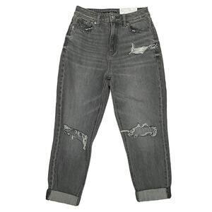 American Eagle Comfort Stretch Gray Mom Jeans Size 0 Short 25"